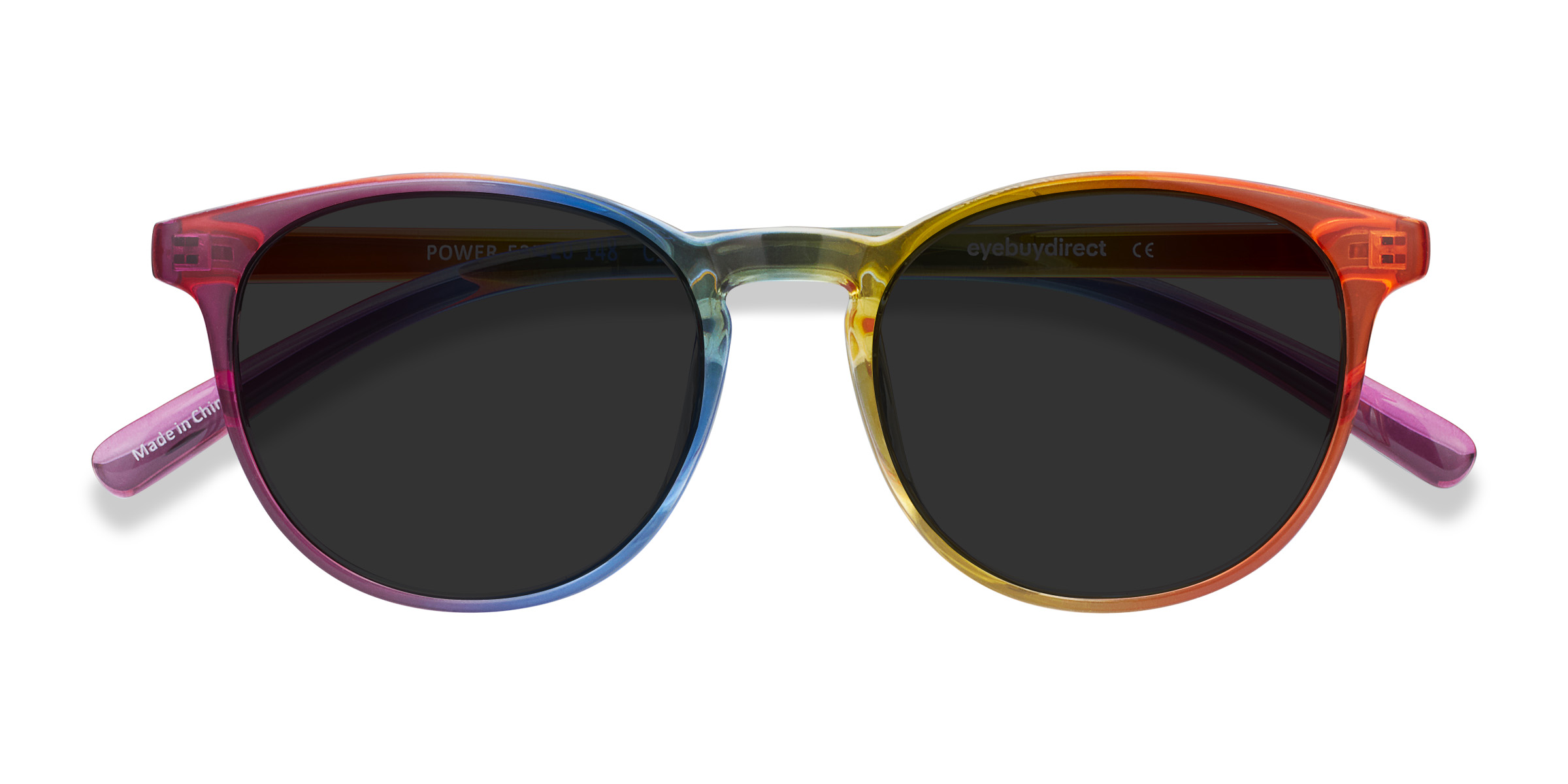 Unisex s round Rainbow Plastic Prescription sunglasses - Eyebuydirect s Power