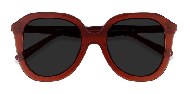 Wendy - Square Burgundy Frame Sunglasses For Women | Eyebuydirect Canada