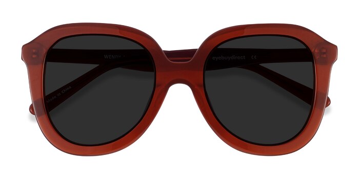 Wendy - Square Burgundy Frame Sunglasses For Women | Eyebuydirect