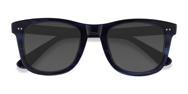 Nevada - Square Blue Striped Frame Prescription Sunglasses 
