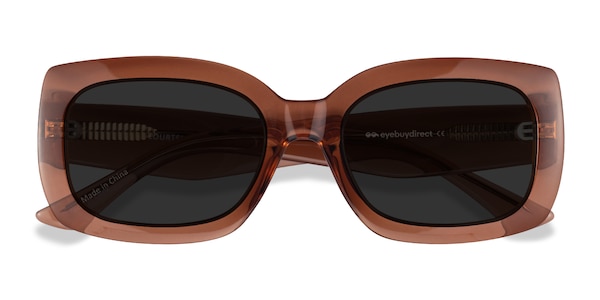 Courteney - Rectangle Clear Brown Frame Sunglasses For Women | Eyebuydirect