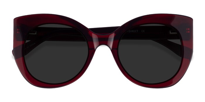 June - Cat Eye Burgundy Frame Sunglasses For Women | Eyebuydirect
