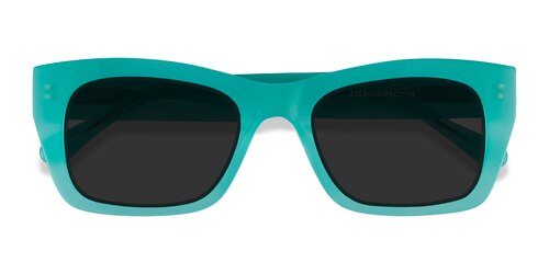 Female S Rectangle Turquoise Acetate Prescription Sunglasses - Eyebuydirect S Because
