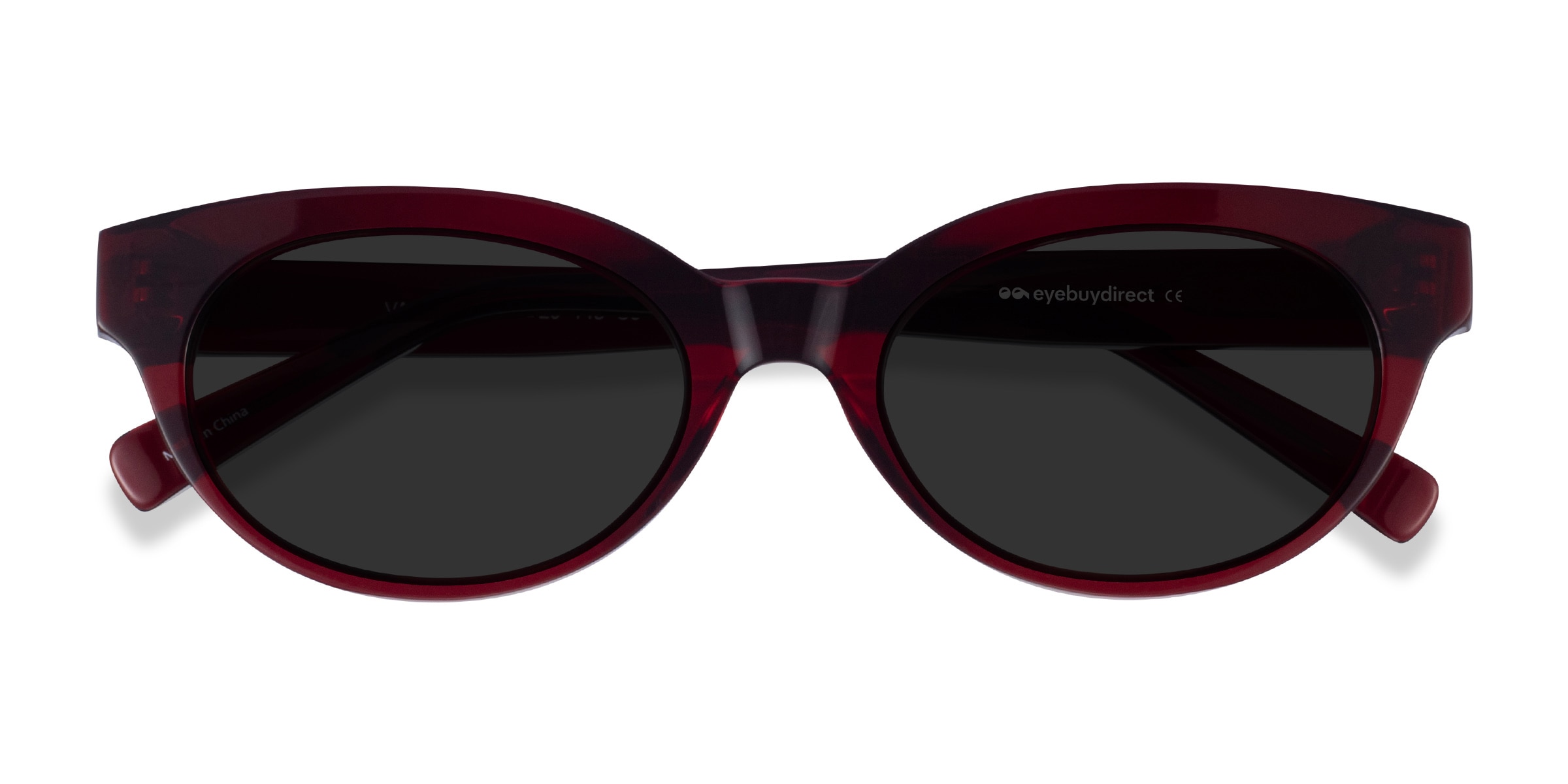 Vacation - Cat Eye Clear Burgundy Frame Sunglasses For Women 