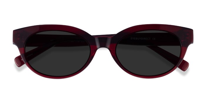Vacation - Cat Eye Clear Burgundy Frame Sunglasses For Women | Eyebuydirect