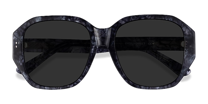 Shiny Black Floral Florence -  Acetate Sunglasses