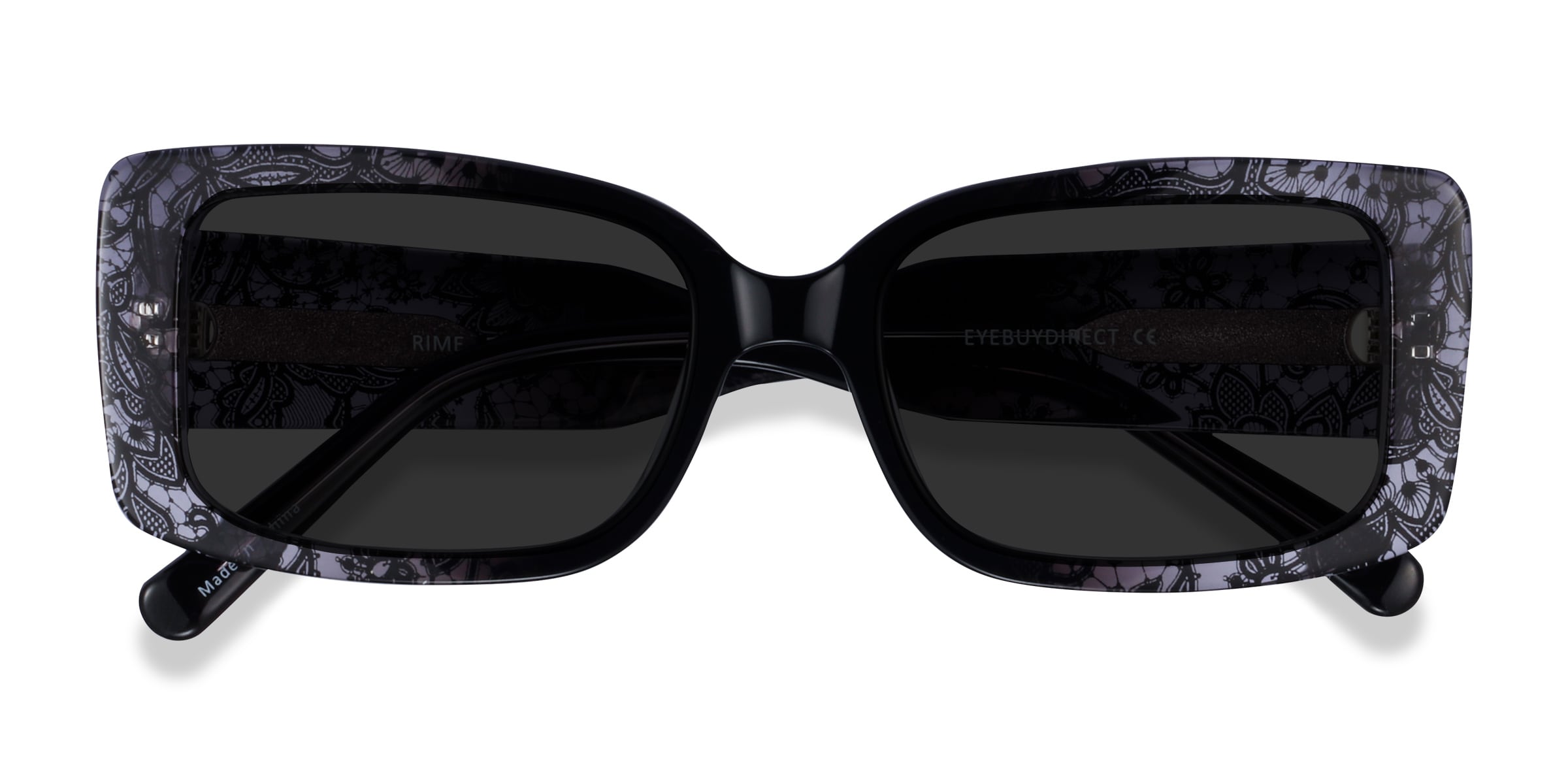 New! Black Floral Trim Sunglasses NWOT Lulu - Round Floral Frame Sunglasses For Women | Eyebuydirect main image 4