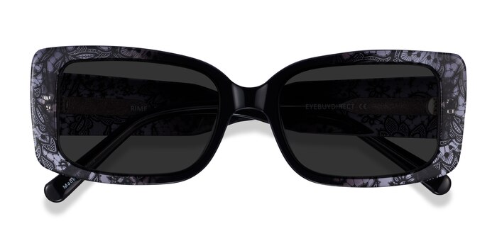 Clear Black Floral Rime -  Acetate Sunglasses