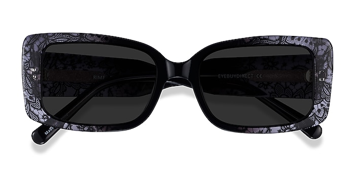 Clear Black Floral Rime -  Acetate Sunglasses