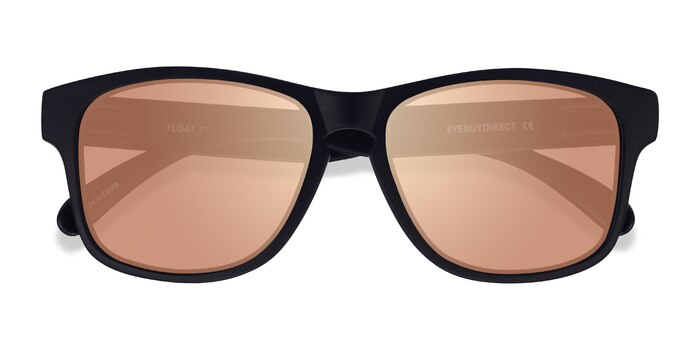 Float - Square Black Gold Frame Prescription Sunglasses | Eyebuydirect