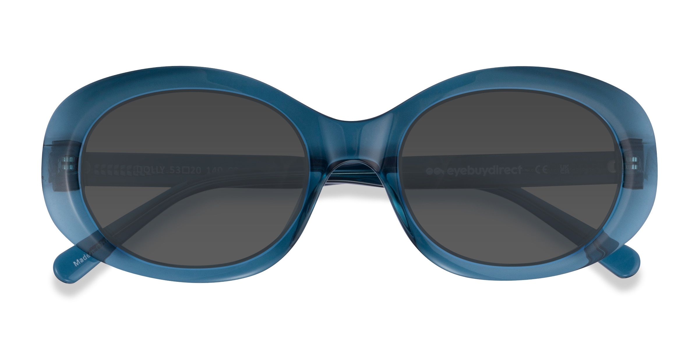 Crystal Blue oval Acetate sunglasses Online Full Rim Dolly 1.6 Basic Tint Lenses