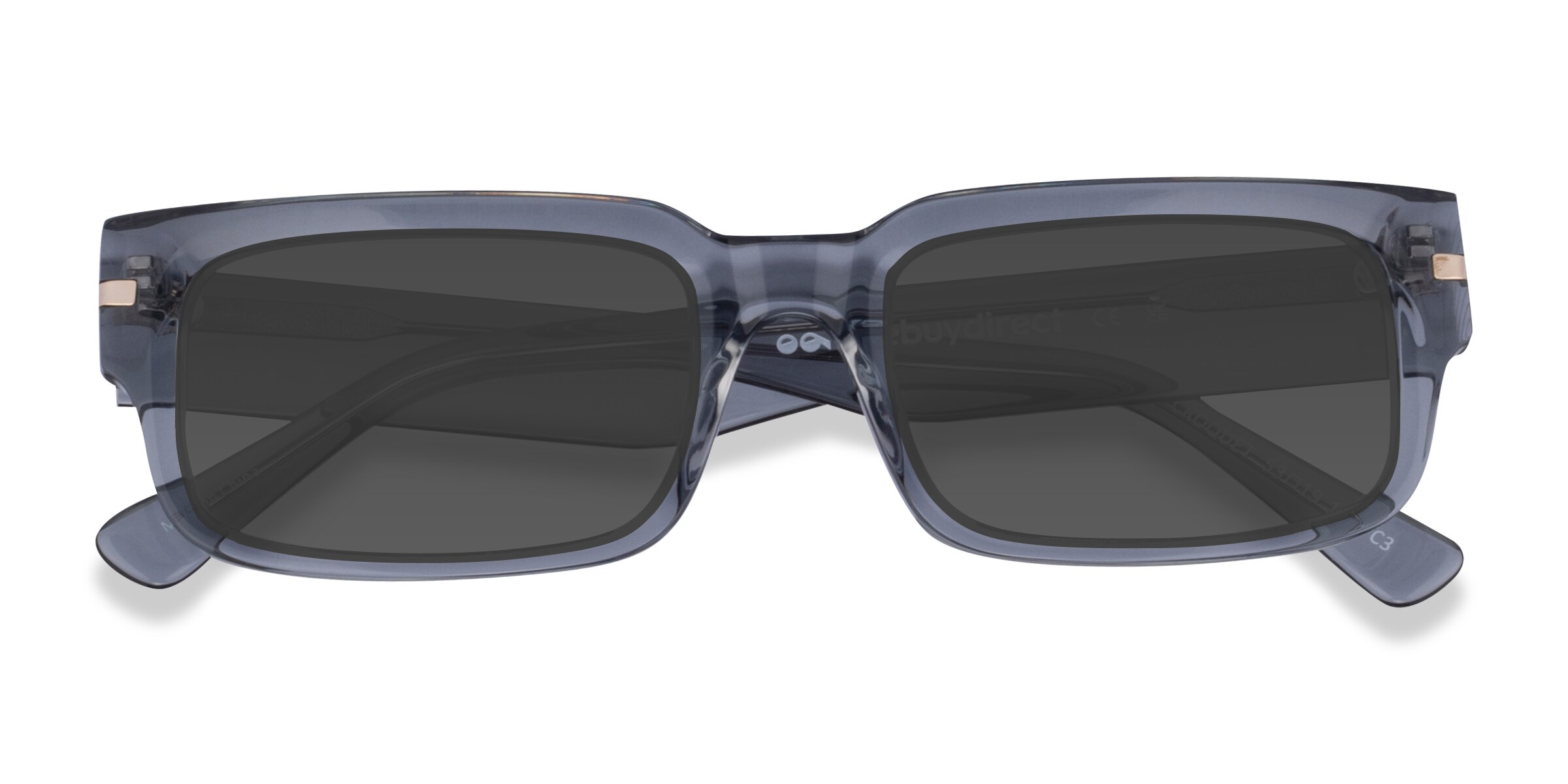 【日曜限定価格】FRANCE　LUX　フルクリスタル　キャスケード Croquet - Rectangle Crystal Blue Frame Prescription Sunglasses