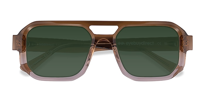 Gradient Brown Crystal Modernist -  Acetate Sunglasses