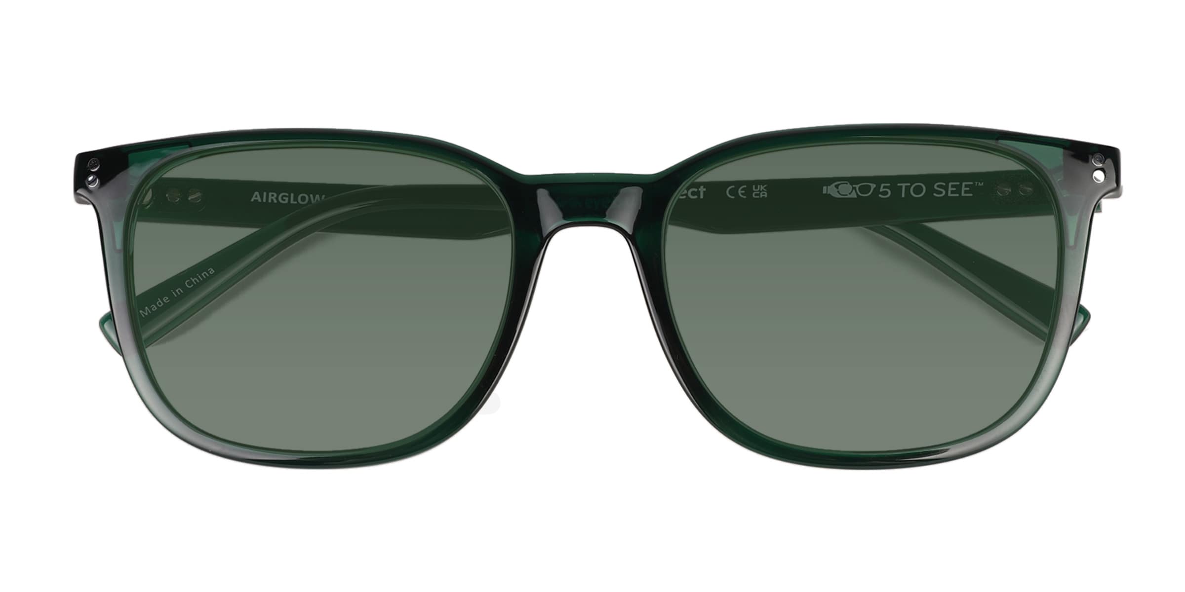 Unisex s square Crystal Green Plastic Prescription sunglasses - Eyebuydirect s Airglow