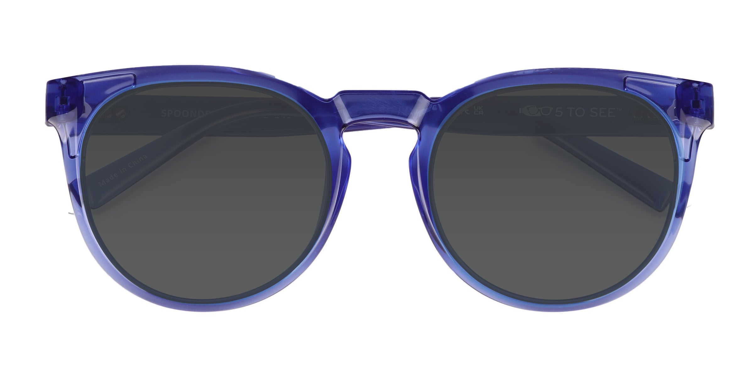 Unisex s round Crystal Blue Plastic Prescription sunglasses - Eyebuydirect s Spoondrift