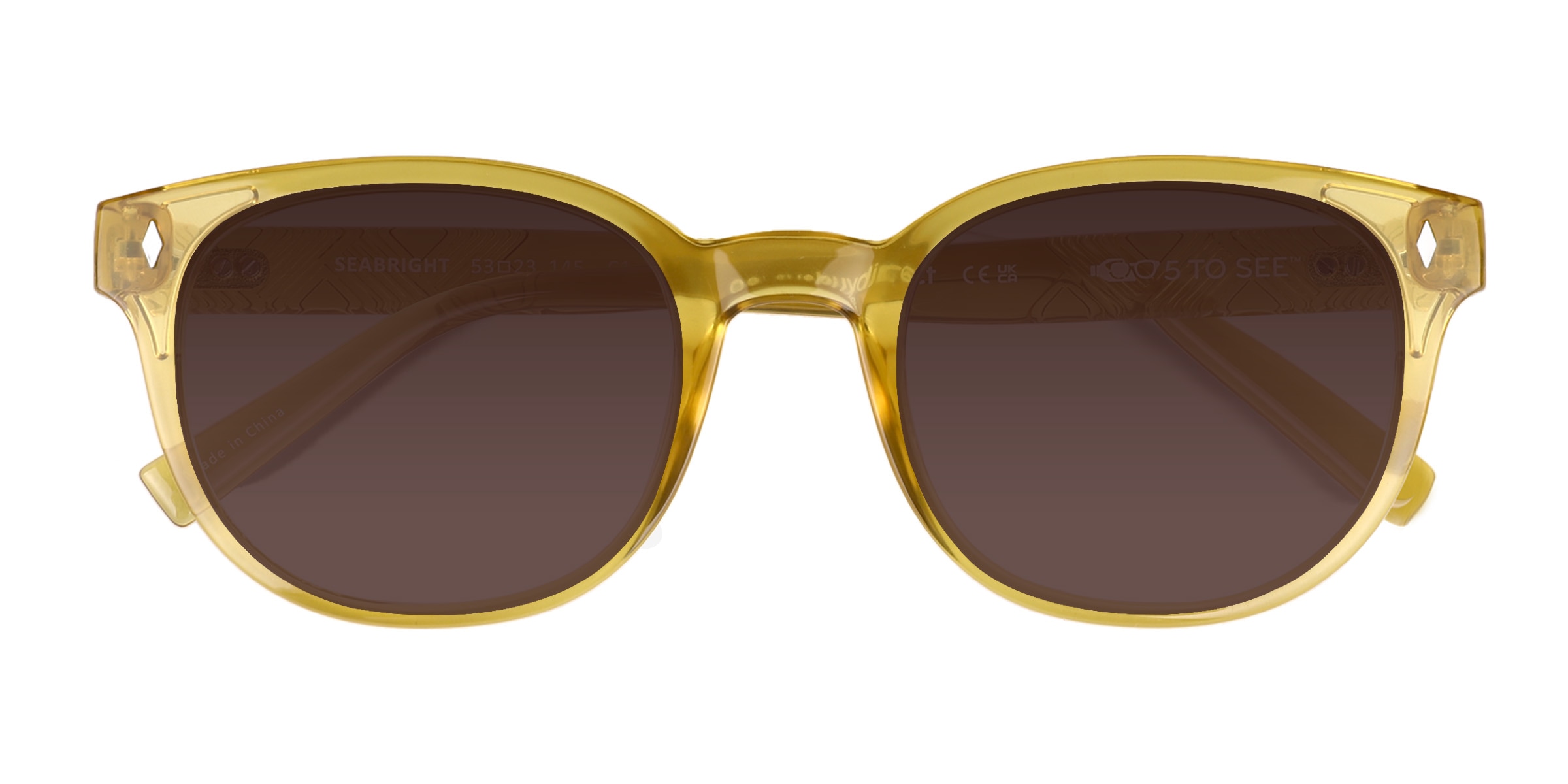 Unisex s round Crsytal Yellow Plastic Prescription sunglasses - Eyebuydirect s Seabright