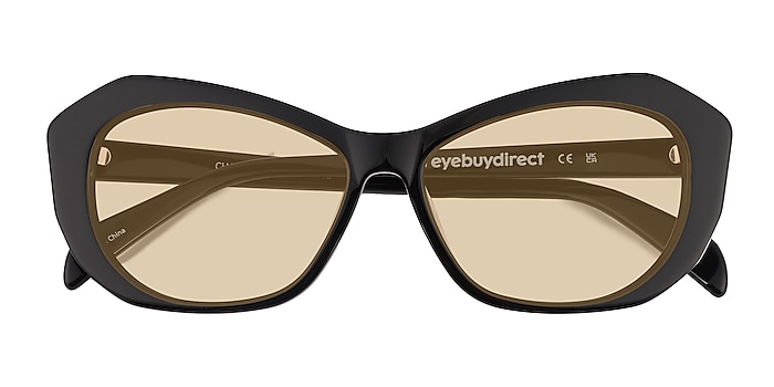 Solid Black Cha Cha -  Acetate Sunglasses