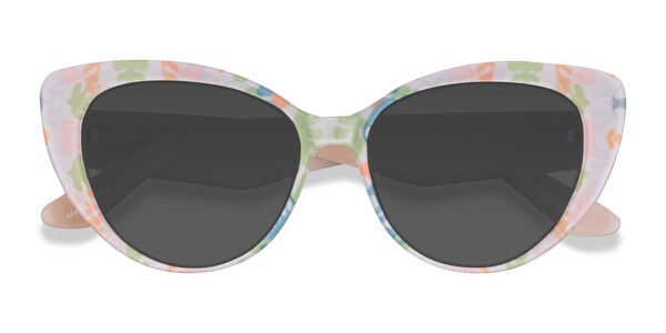 Gallery - Cat Eye Floral Milky Nude Frame Sunglasses For Women 