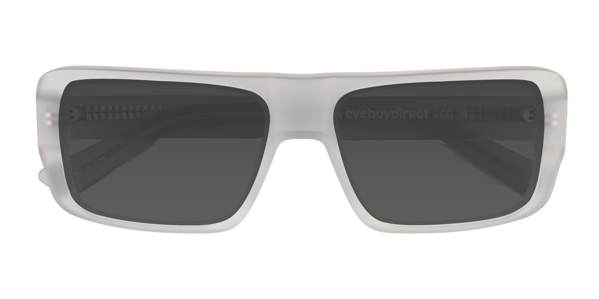 Nick - Square Clear Matte Gray Frame Prescription Sunglasses |