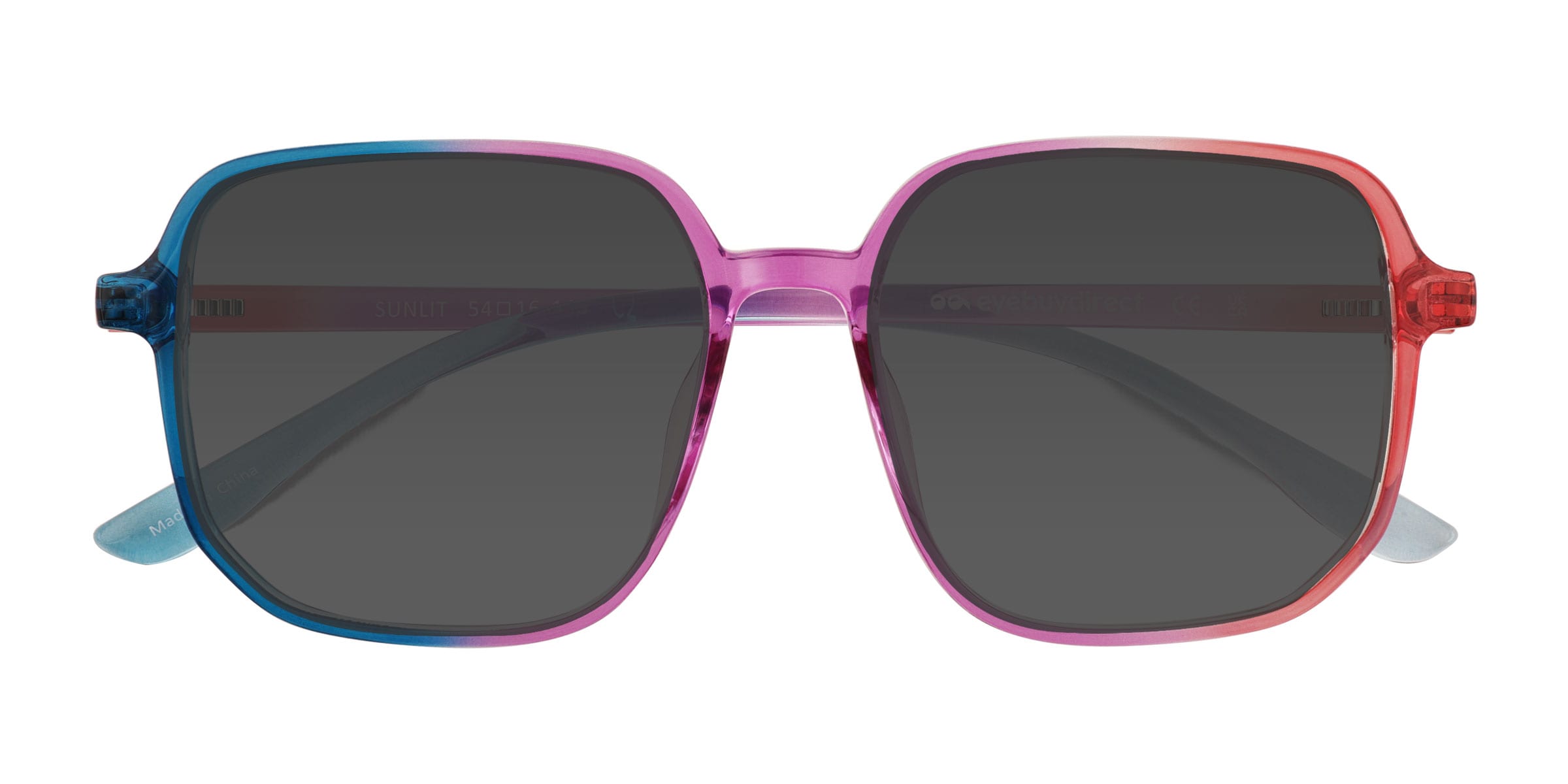 Sunlit - Square Clear Purple Pink Rainbow Frame Prescription Sunglasses | Eyebuy