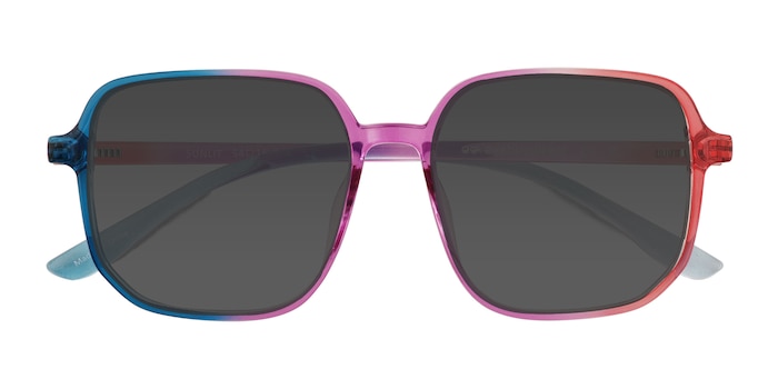 Clear Purple Pink Rainbow Sunlit -  Plastic Sunglasses