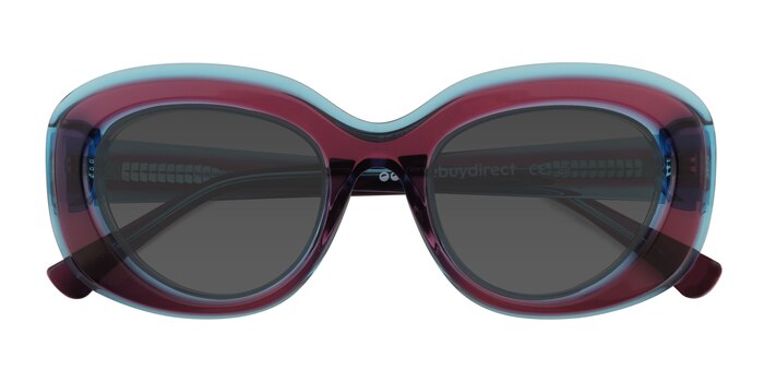 Clear Purple Blue Damast -  Acétate Lunettes de soleil