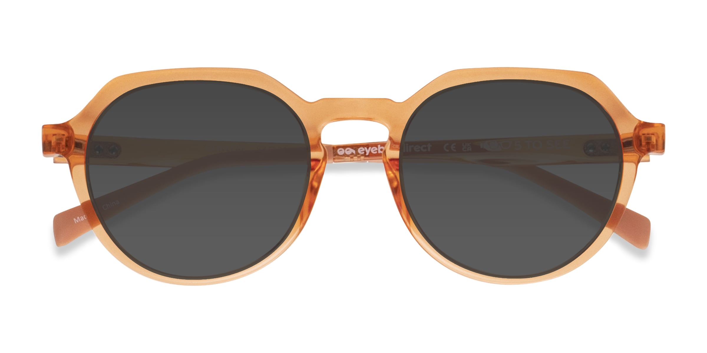Newleaf - Geometric Clear Orange Frame Prescription Sunglasses |