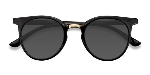 Female S Round Black Plastic, Metal Prescription Sunglasses - Eyebuydirect S Lulu