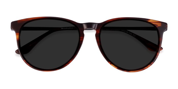 Brown Striped Sun Ultraviolet -  Acetate, Metal Sunglasses