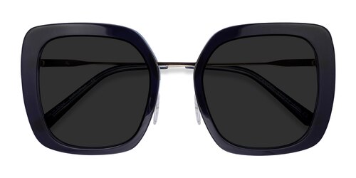 Female S Square Blue Acetate, Metal Prescription Sunglasses - Eyebuydirect S Canopy