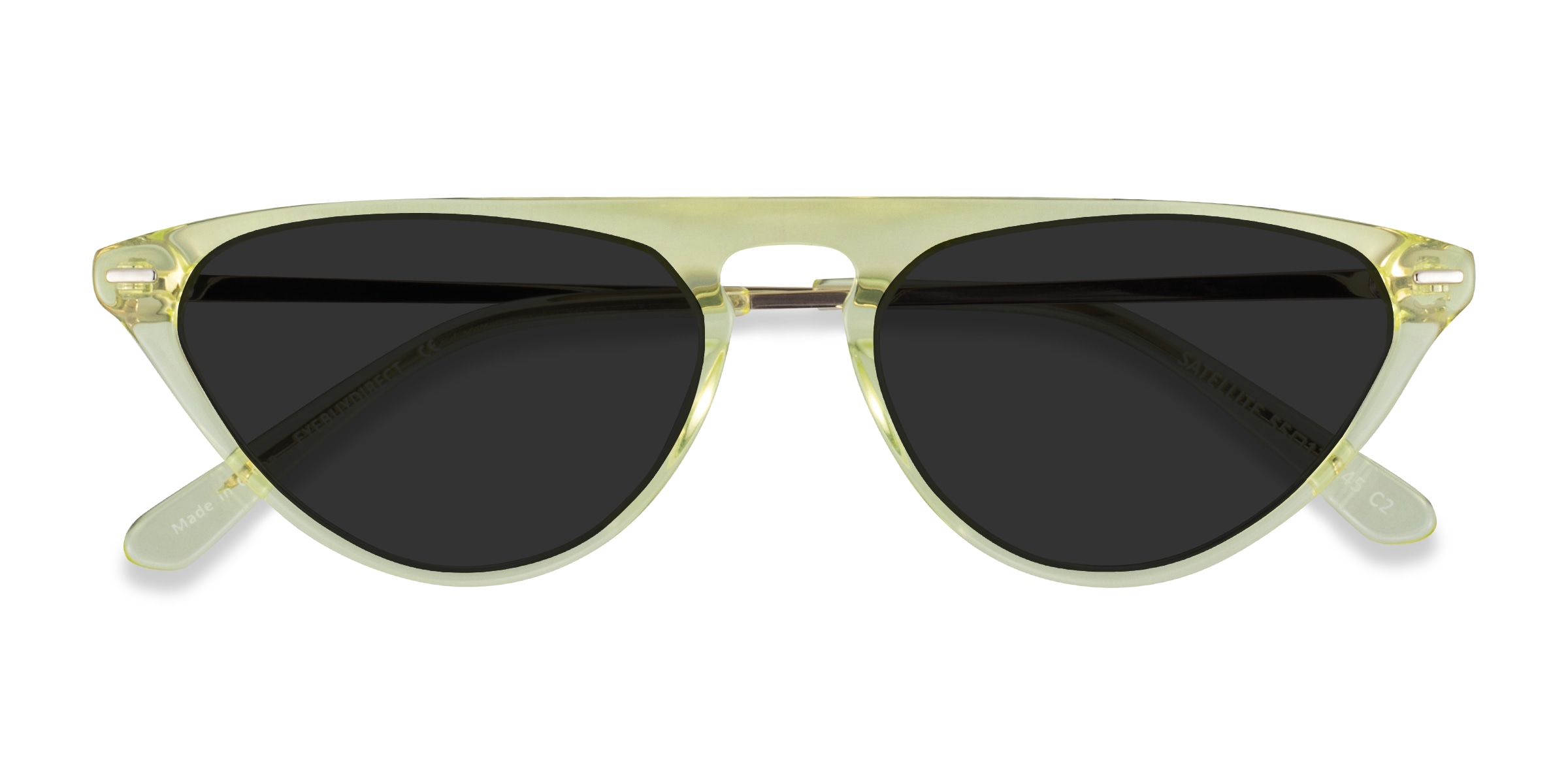 Satellite - Cat Eye Clear Yellow Frame Sunglasses For Women |