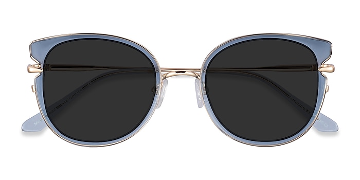 Clear Blue Gold Fascination -  Acetate Sunglasses