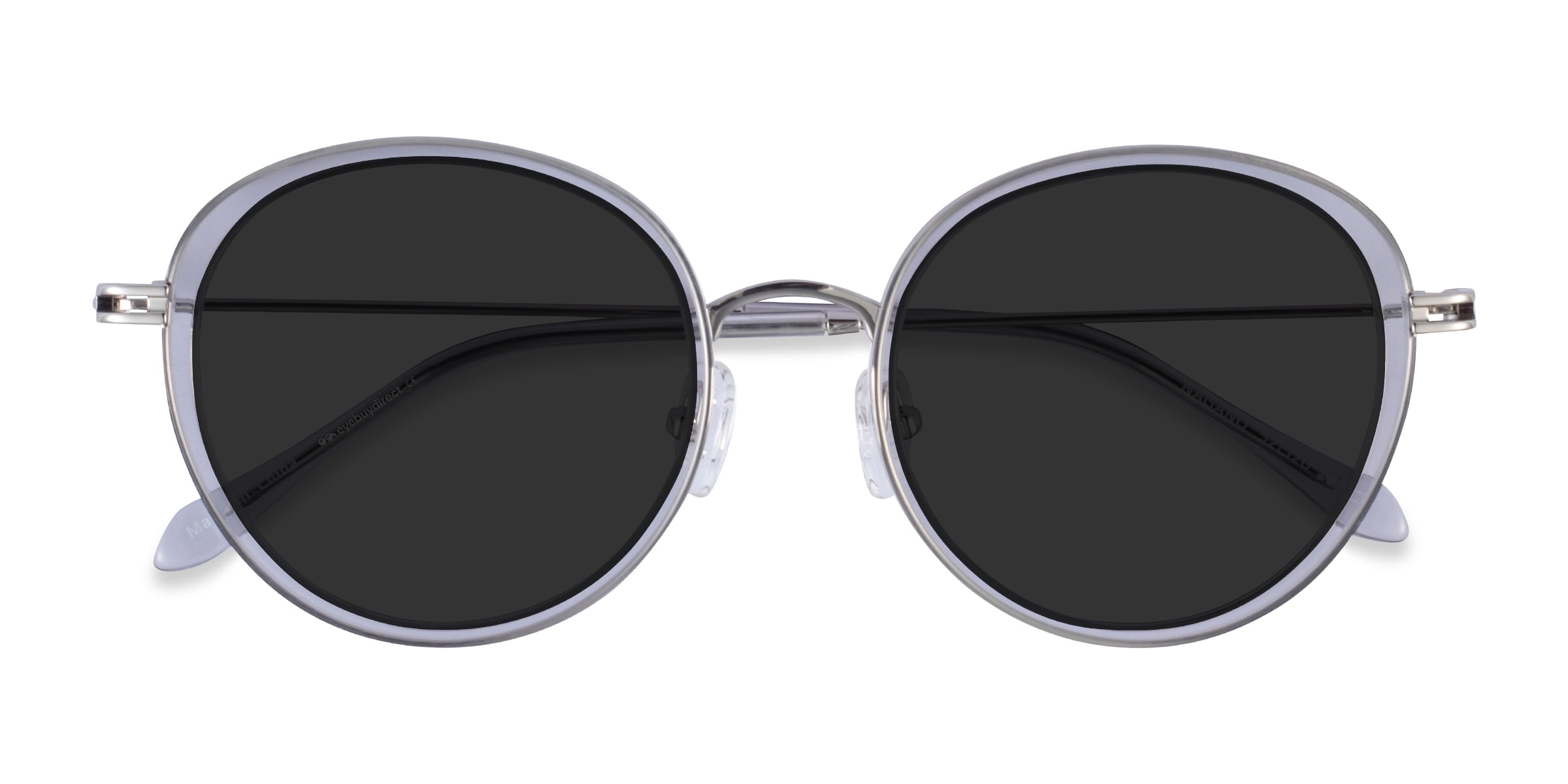 Unisex s round Clear Gray Silver AcetateMetal Prescription sunglasses - Eyebuydirect s Nagano 168$