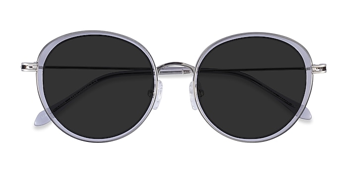 Clear Gray Silver Nagano -  Acetate Sunglasses