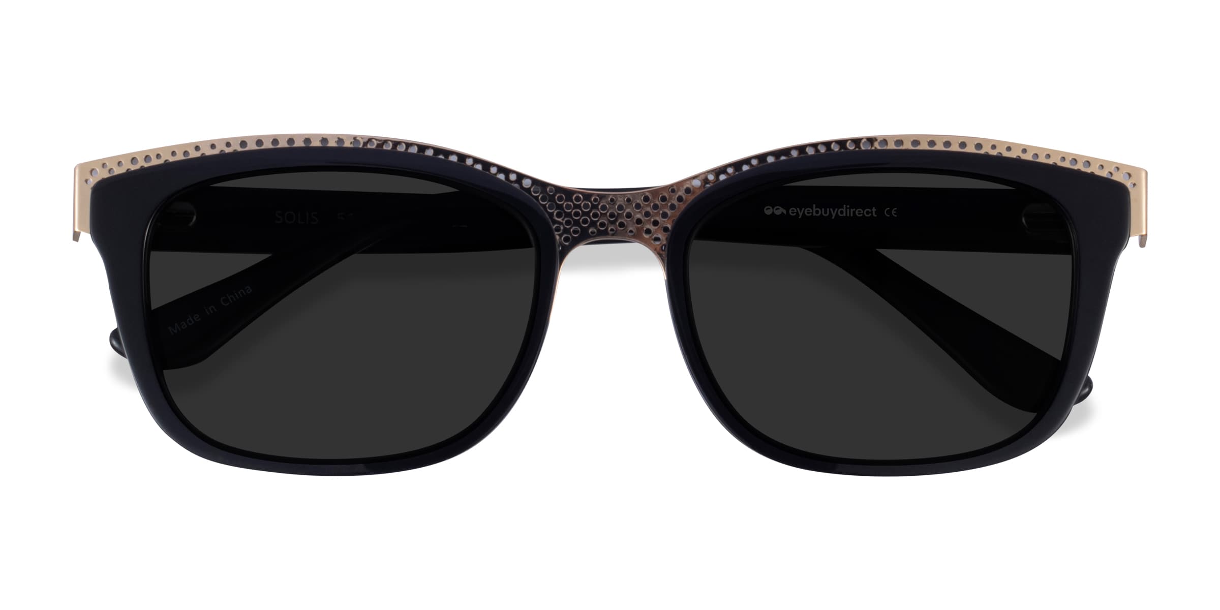 Solis - Rectangle Black Gold Frame Sunglasses For Women  display picture 2