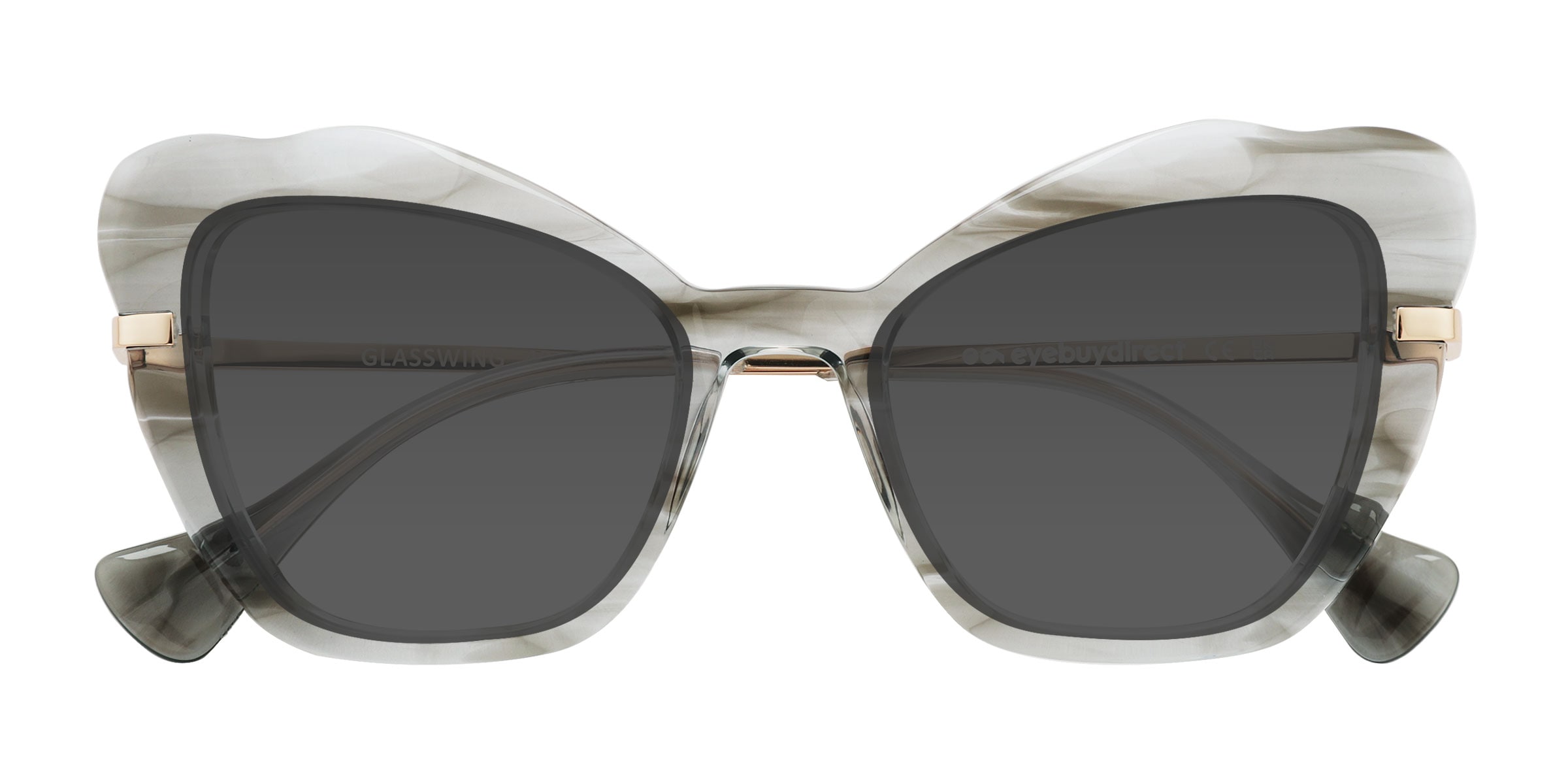 Glasswing - Cat Eye Striped Gray Frame Sunglasses For Women ...
