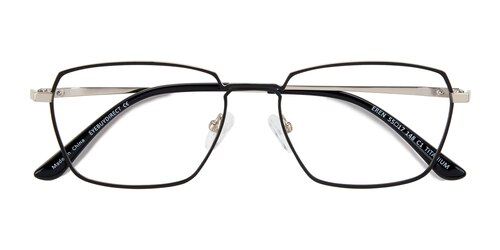 Unisex S Rectangle Black Gold Titanium Prescription Eyeglasses - Eyebuydirect S Eren