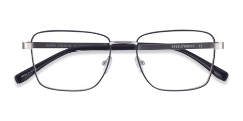 Male S Rectangle Silver Black Titanium Prescription Eyeglasses - Eyebuydirect S Bolton