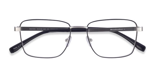 Male S Rectangle Silver Black Titanium Prescription Eyeglasses - Eyebuydirect S Bolton