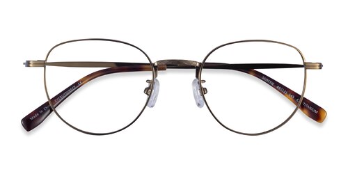Unisex S Round Bronze Titanium Prescription Eyeglasses - Eyebuydirect S Scottie