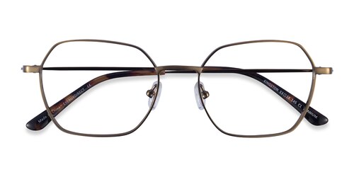 Unisex S Geometric Bronze Titanium Prescription Eyeglasses - Eyebuydirect S Kingston