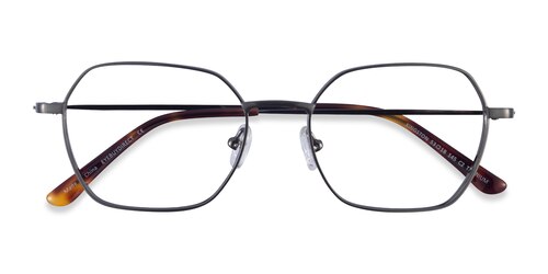 Unisex S Geometric Gunmetal Titanium Prescription Eyeglasses - Eyebuydirect S Kingston
