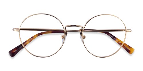Unisex S Round Gold Titanium Prescription Eyeglasses - Eyebuydirect S Jonah