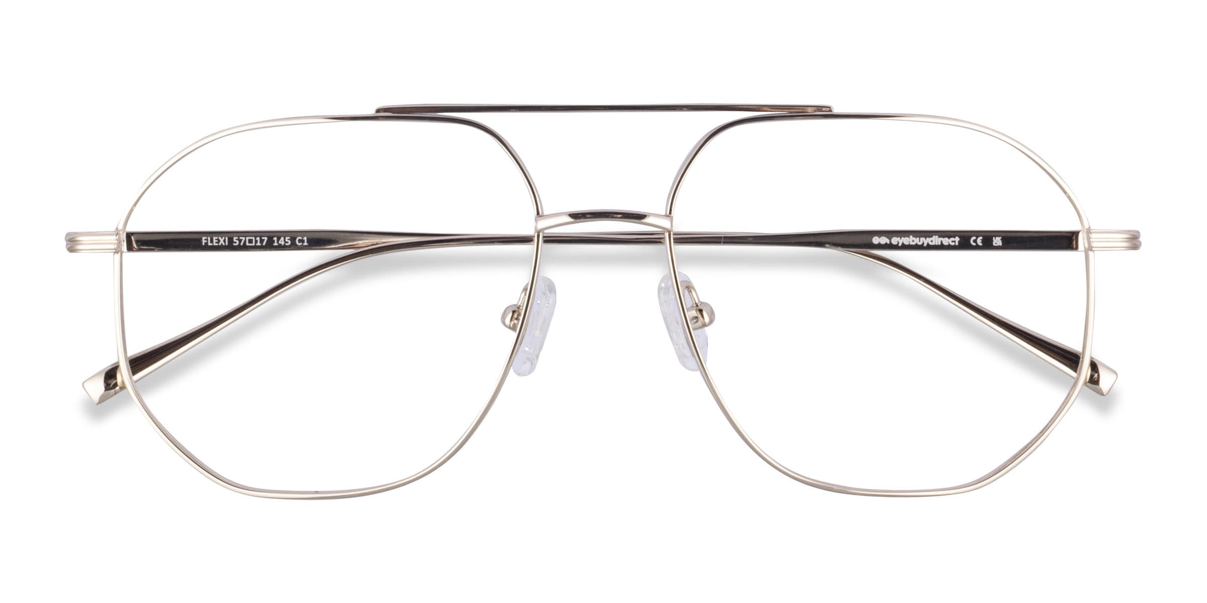 Flexi Aviator Gold Full Rim Eyeglasses | Eyebuydirect