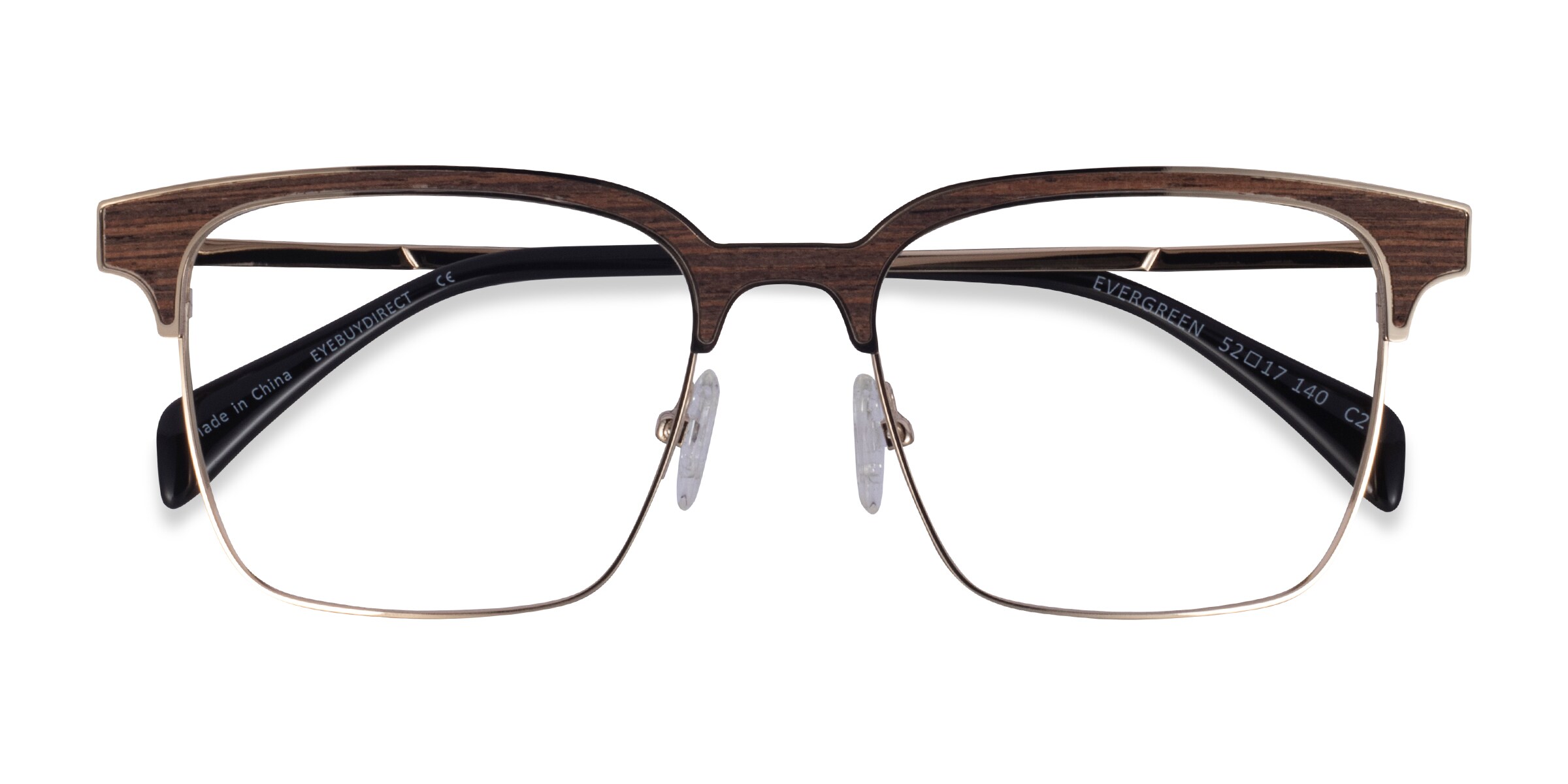 Glasses Gold & Wood 409 Luxury Wooden Specs Round