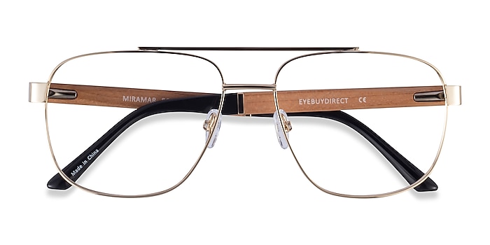 Gold Miramar -  Wood Texture Eyeglasses