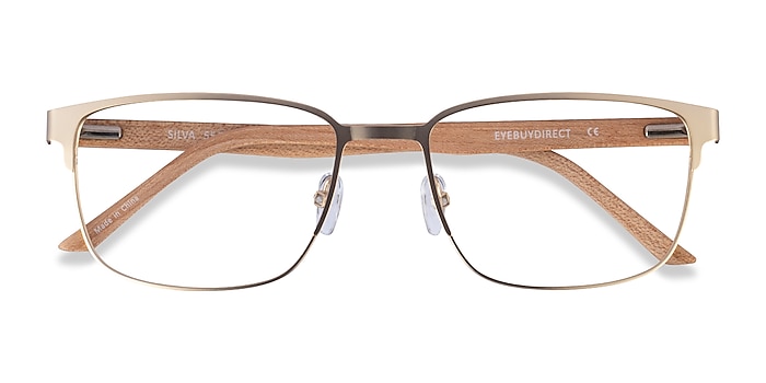 Matte Gold Silva -  Wood Texture Eyeglasses