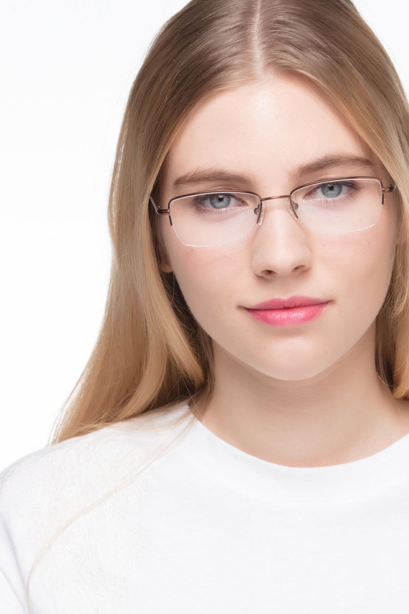 Ecru Rectangle Bronze Semi Rimless Eyeglasses Eyebuydirect Canada