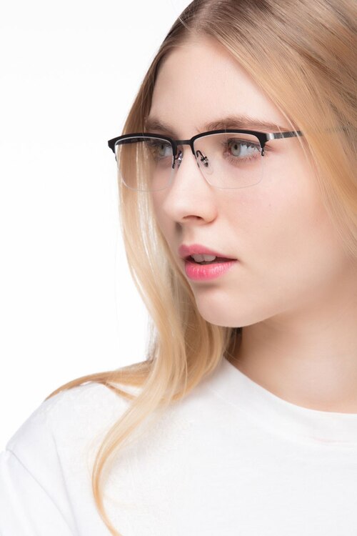 Logic Matte Black MetalEyeglass Frames for Women from EyeBuyDirect