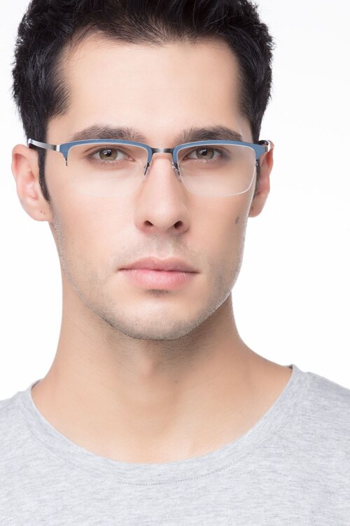 Logic Matte Blue MetalEyeglass Frames for Men from EyeBuyDirect